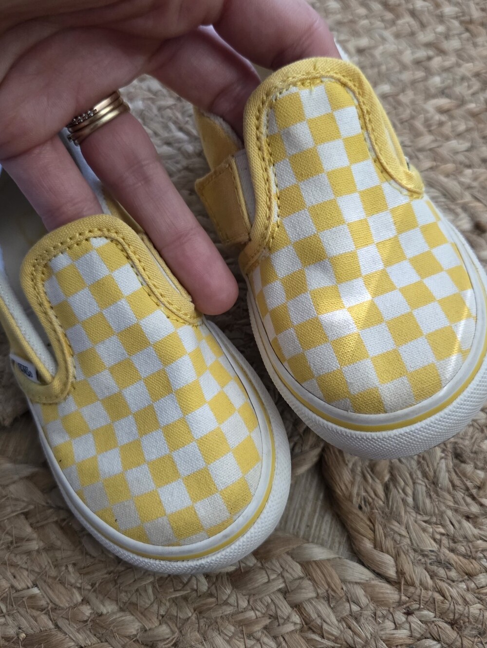 Yellow Check Slip-On Kids Shoes Toddler 8